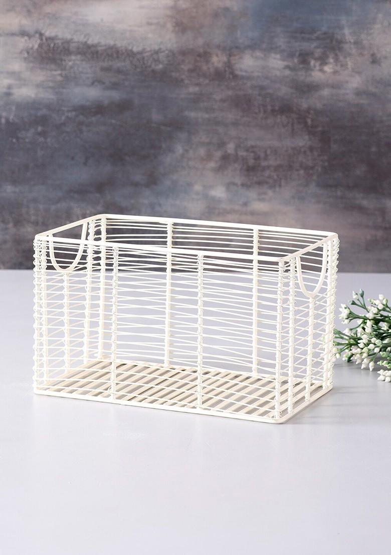 White Metal Textured Fruit Basket