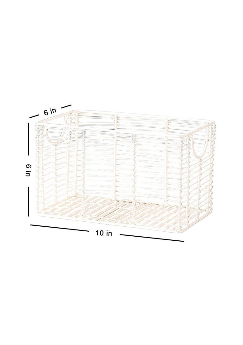 White Metal Textured Fruit Basket