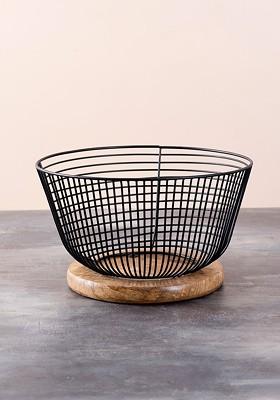 Black Solid Metal Fruit And Vegetable Basket