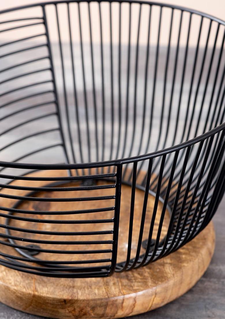 Black Solid Metal Fruit And Vegetable Basket