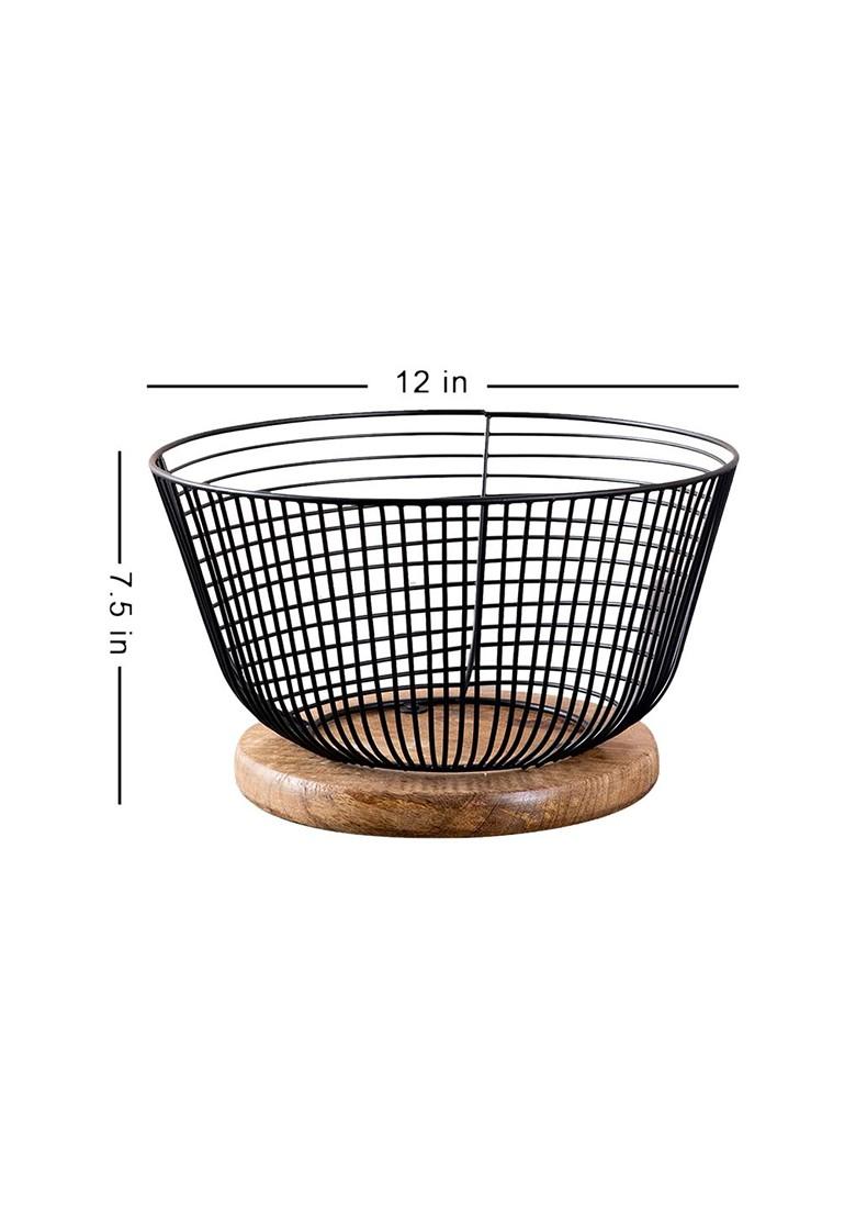 Black Solid Metal Fruit And Vegetable Basket