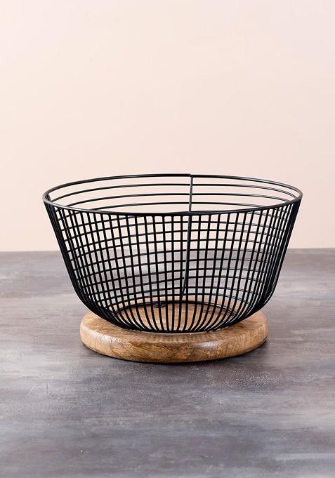 Black Solid Metal Fruit And Vegetable Basket
