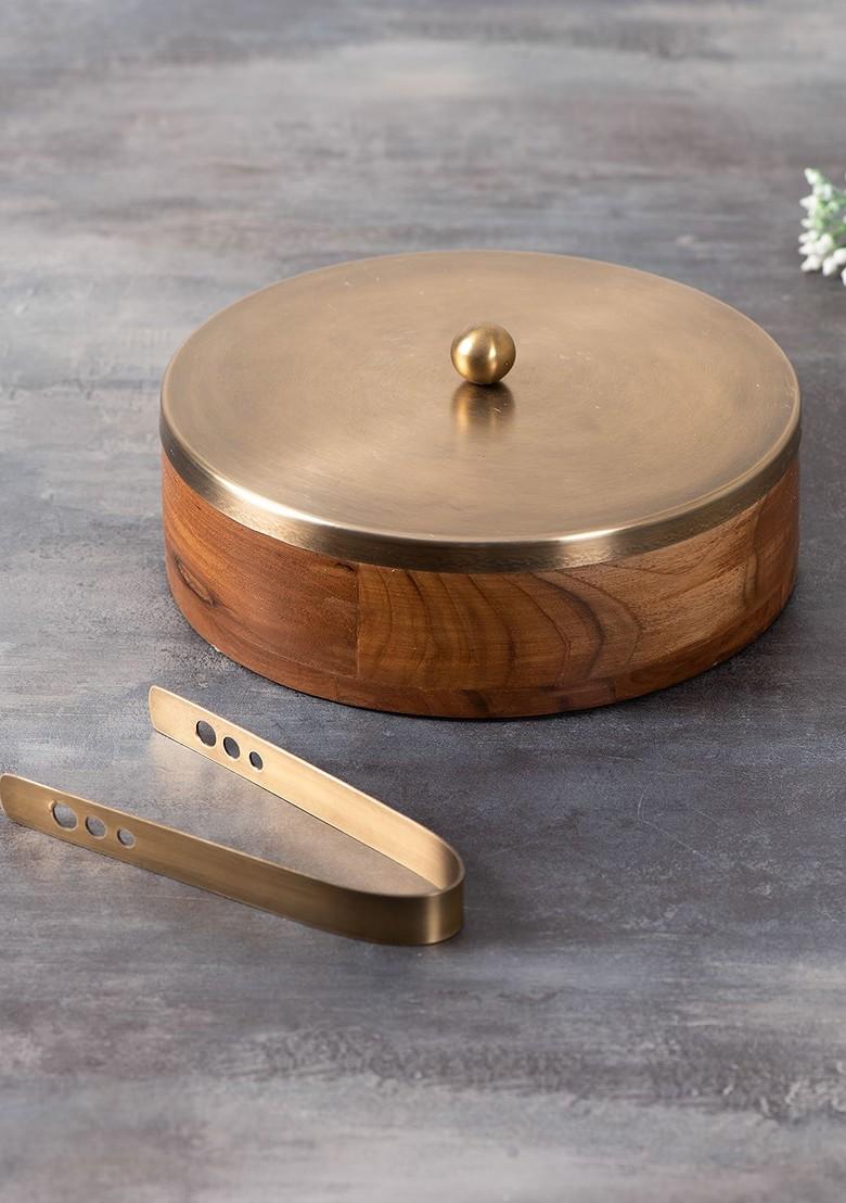 Set Of 2 Brown Solid Casserole Box And Spice Box