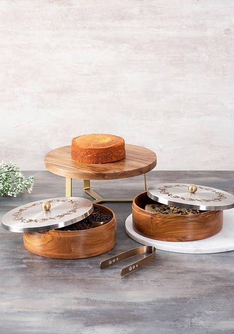 Nestroots SilverToned And Brown Solid Kitchen Storage