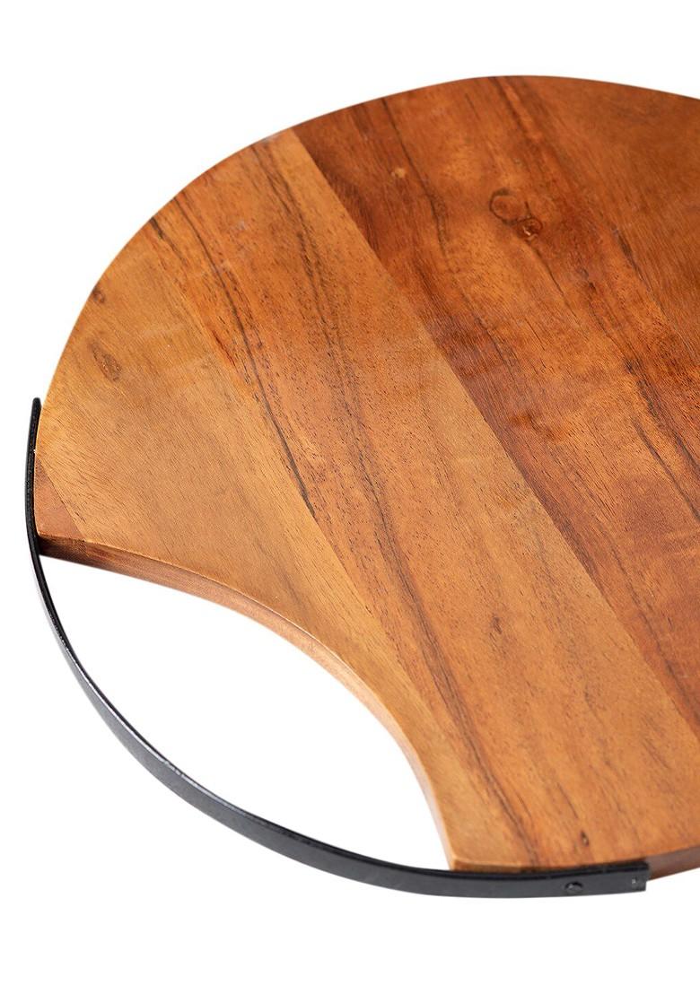 Brown Set Of 2 Wooden Serving Tray And Serving Platter