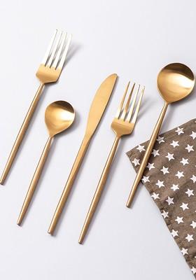Set Of 2 GoldToned Stainless Steel Glossy Cutlery Servers