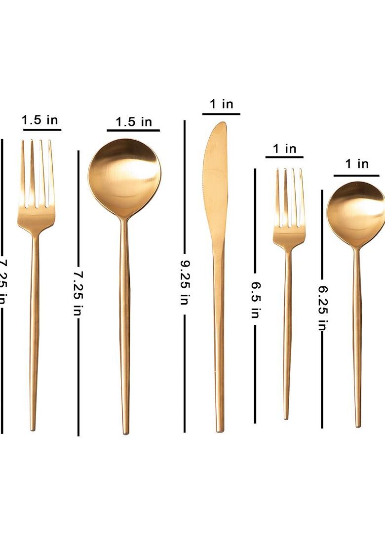 Set Of 2 GoldToned Stainless Steel Glossy Cutlery Servers