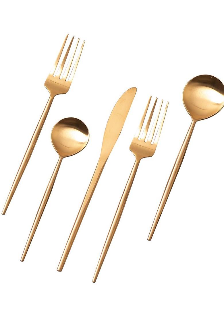 Set Of 2 GoldToned Stainless Steel Glossy Cutlery Servers