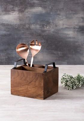 Brown Wooden Cutlery Stand