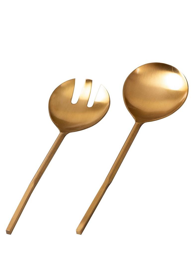 Set Of 2 GoldToned Serving Spoon And Salad Server