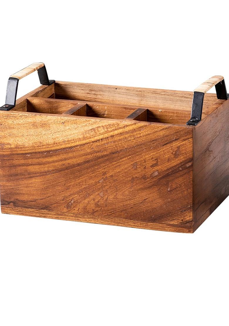 Brown Wooden Cutlery Holder