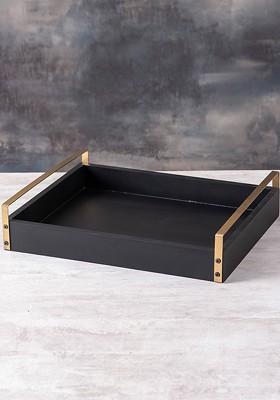 Black And GoldToned Stainless Steel Serving Tray