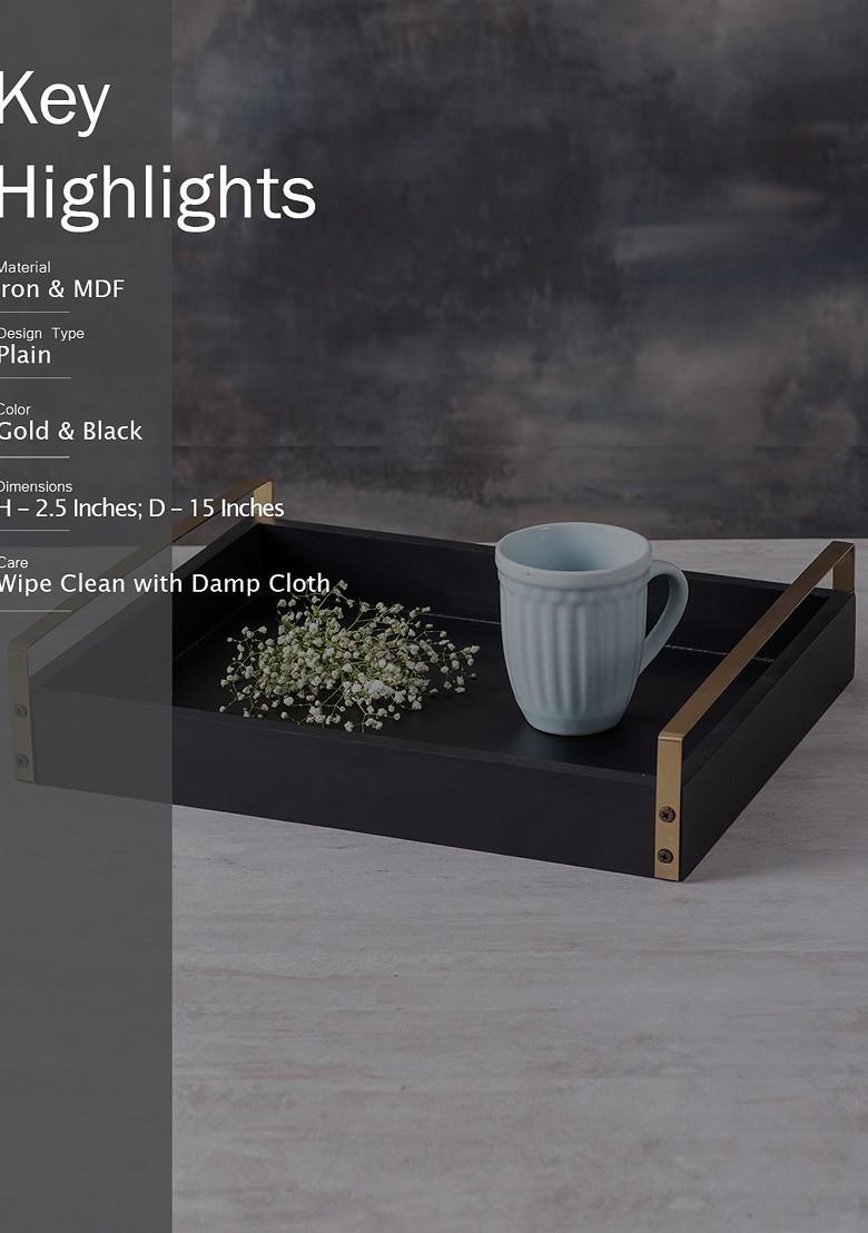 Black And GoldToned Stainless Steel Serving Tray