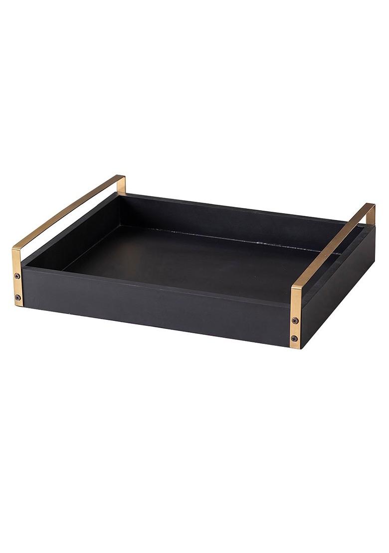 Black And GoldToned Stainless Steel Serving Tray