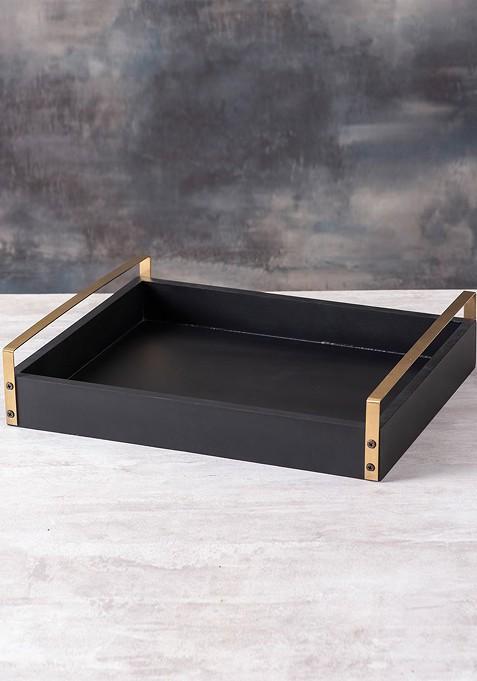 Black And GoldToned Stainless Steel Serving Tray