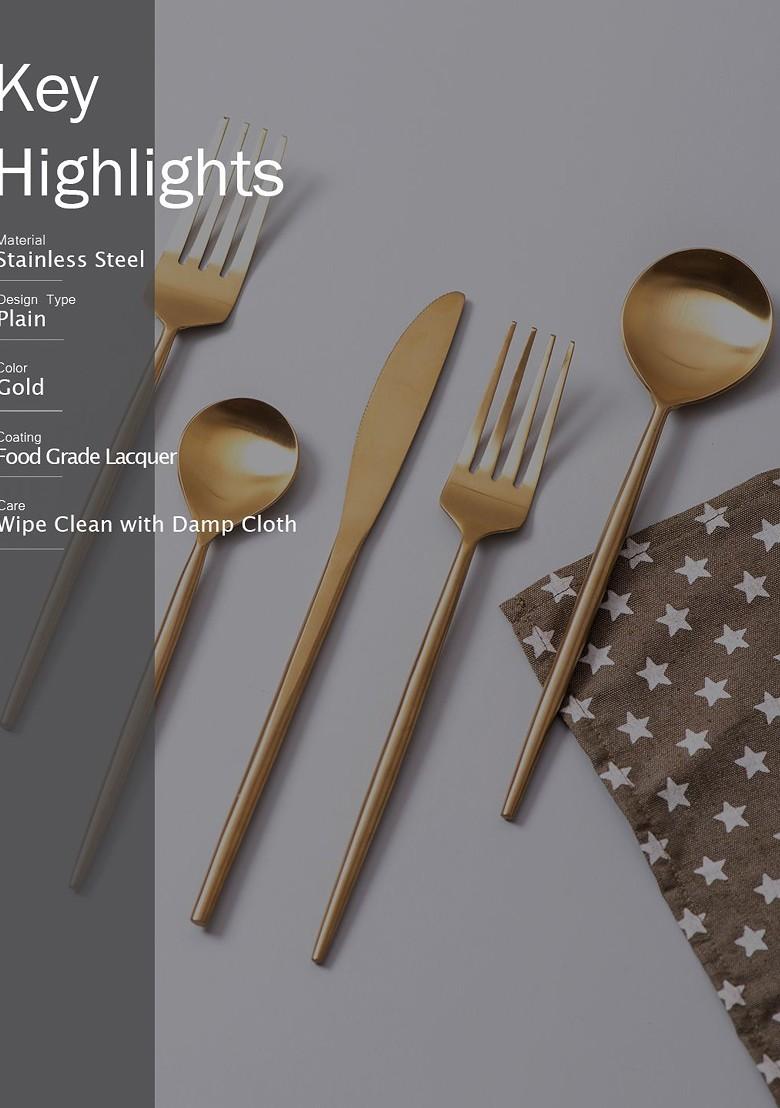 GoldToned And 5 Pieces Stainless Steel Glossy Dinner Set