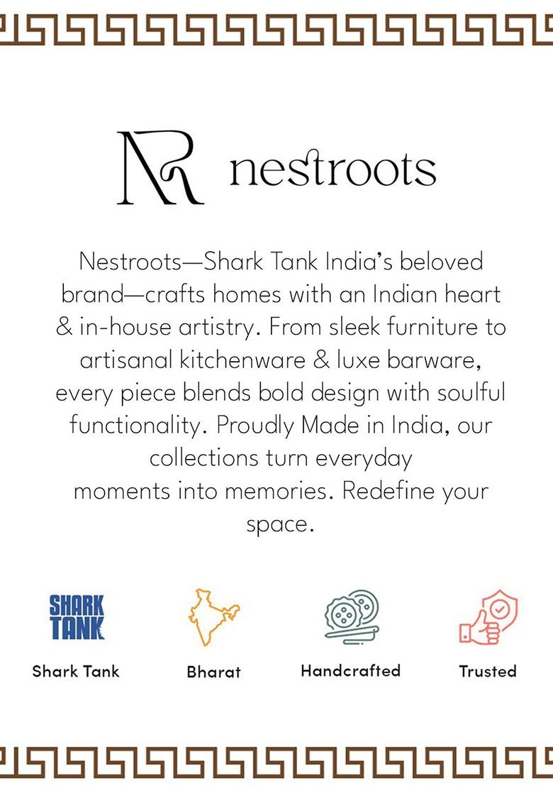 Set Of 4 Brown And White Printed Wooden Decorative Serving Bowl