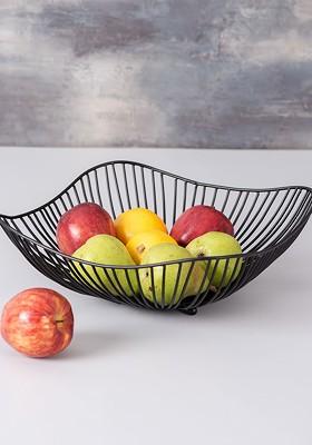 Black Solid Hand Painted Wave Fruits Basket