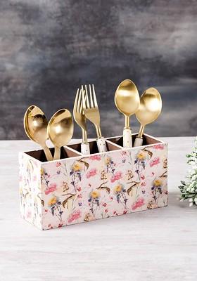 White And Pink Handcrafted Cutlery Stand