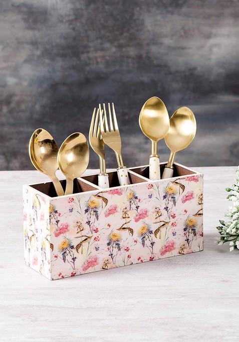 White And Pink Handcrafted Cutlery Stand