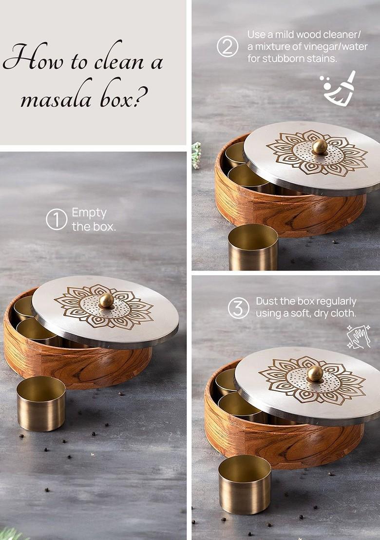 Brown And SilverToned Masala Box