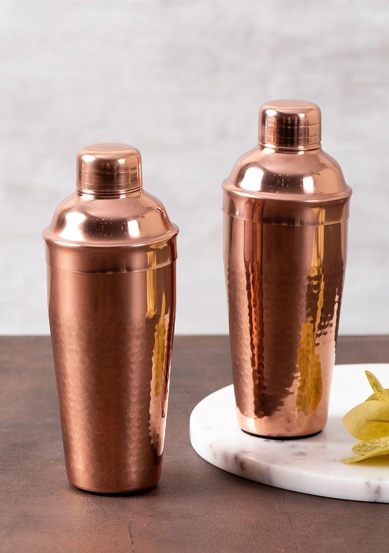 Set Of 2 CopperToned Solid Stainless Steel Cocktail Shakers 750 Ml
