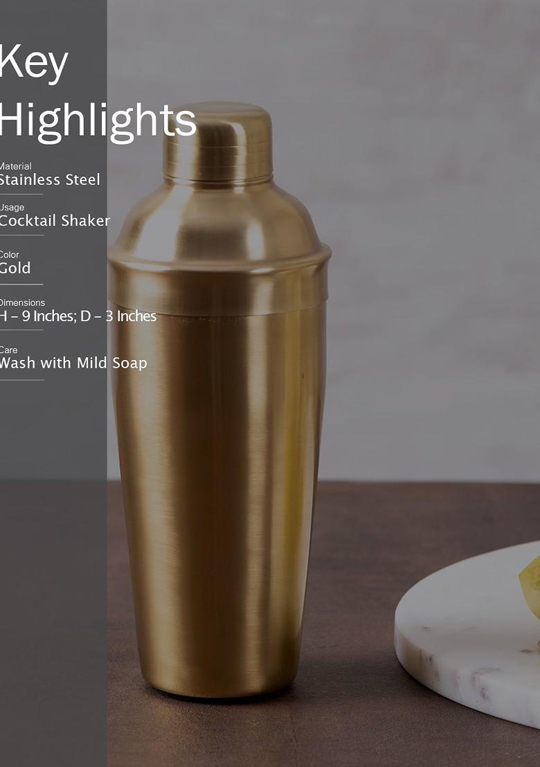 Set Of 2 GoldToned Solid Stainless Steel Cocktail Shakers