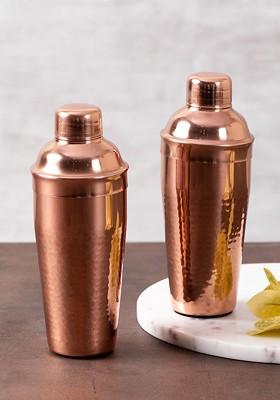 Set Of 2 CopperToned Solid Stainless Steel Cocktail Shakers 750 Ml