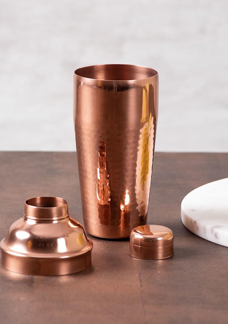 Set Of 2 CopperToned Solid Stainless Steel Cocktail Shakers 750 Ml