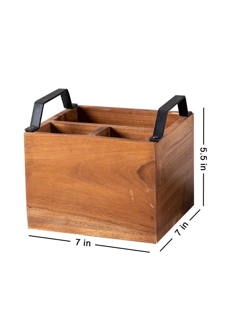 Set Of 2 Brown And Black Cutlery Holder