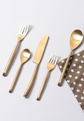 Set Of 5 GoldToned Solid Serving Cutlery