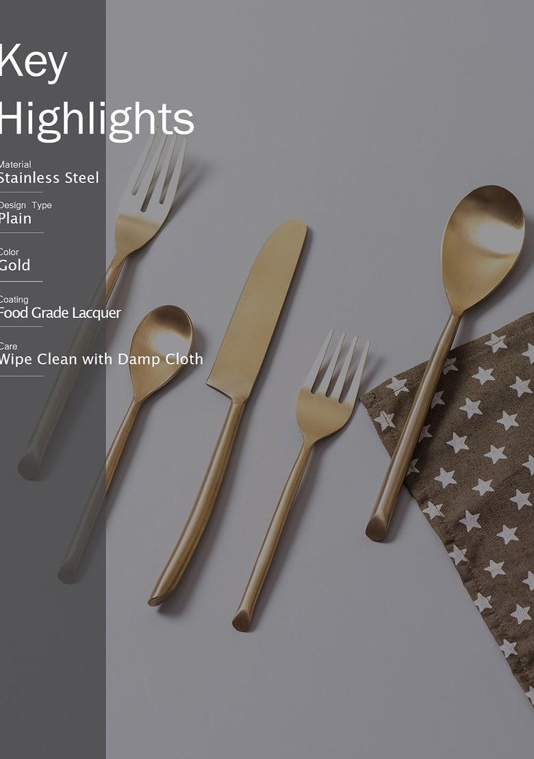 Set Of 5 GoldToned Solid Serving Cutlery