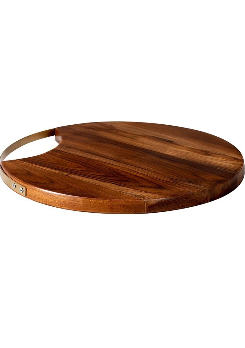 Brown Wooden Matte Finish Serving Platter
