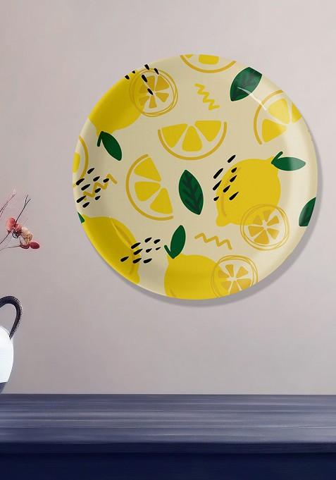 Yellow And Green Printed Porcelain Wall Decor Plate