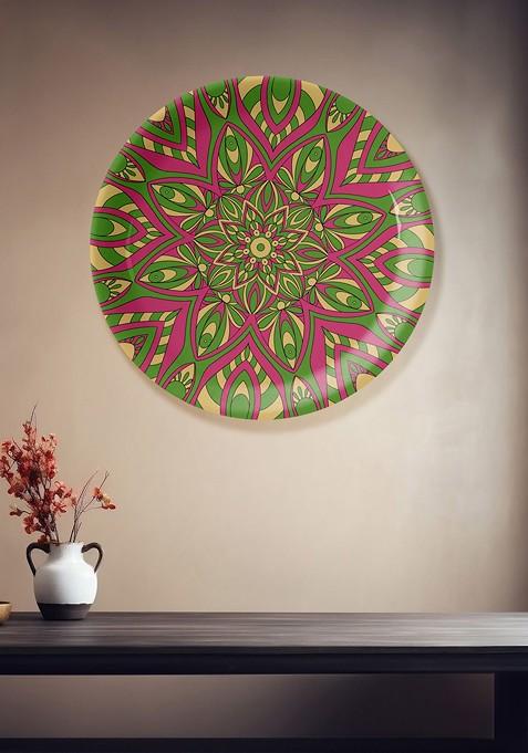 Green And Pink Printed Ceramic Wall Hangings