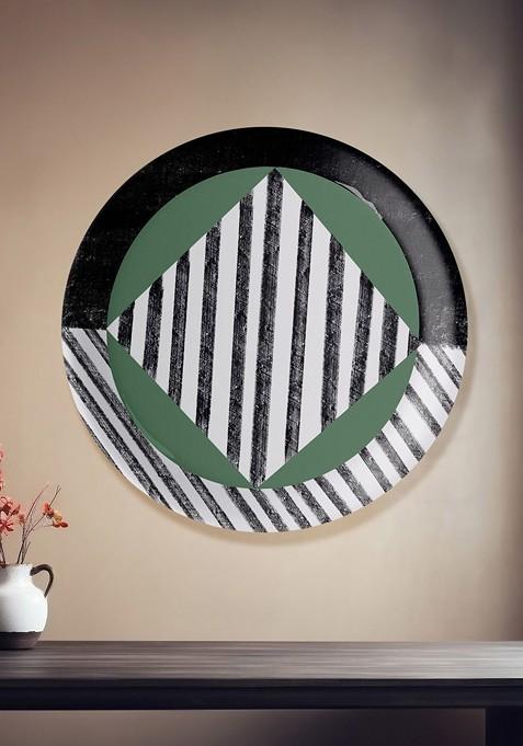 White Printed Round Shaped Ceramic Wall Decor Plate