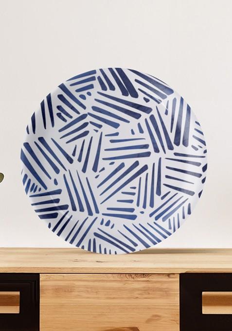 White And Blue Printed Ceramic Wall Plate