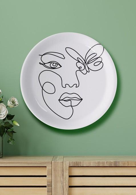 Black Printed Round Shaped Ceramic Wall Decor Plate