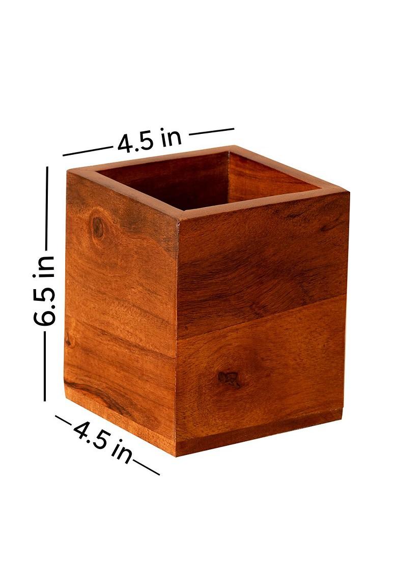 Brown Wooden Cutlery Holder