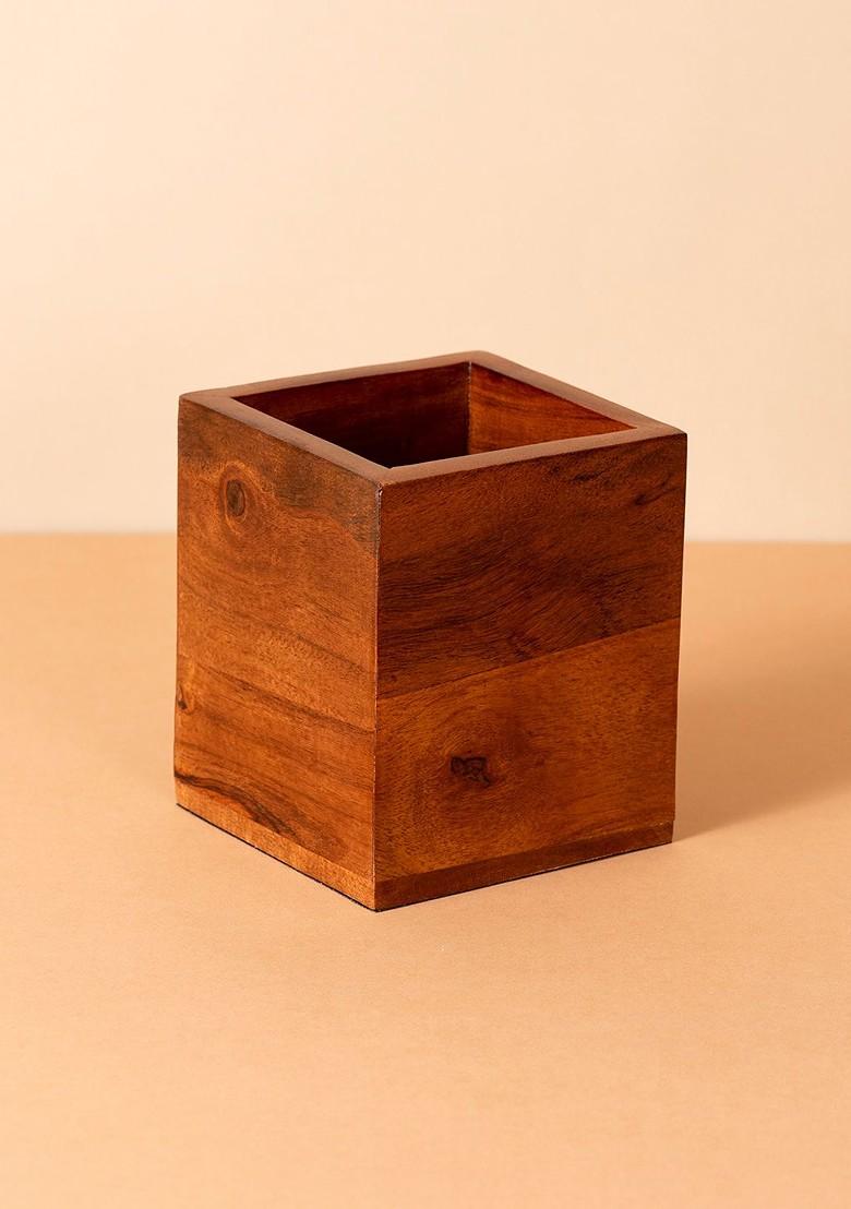 Brown Wooden Cutlery Holder