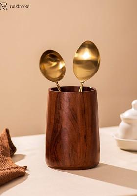 Brown Wooden Cutlery Holder