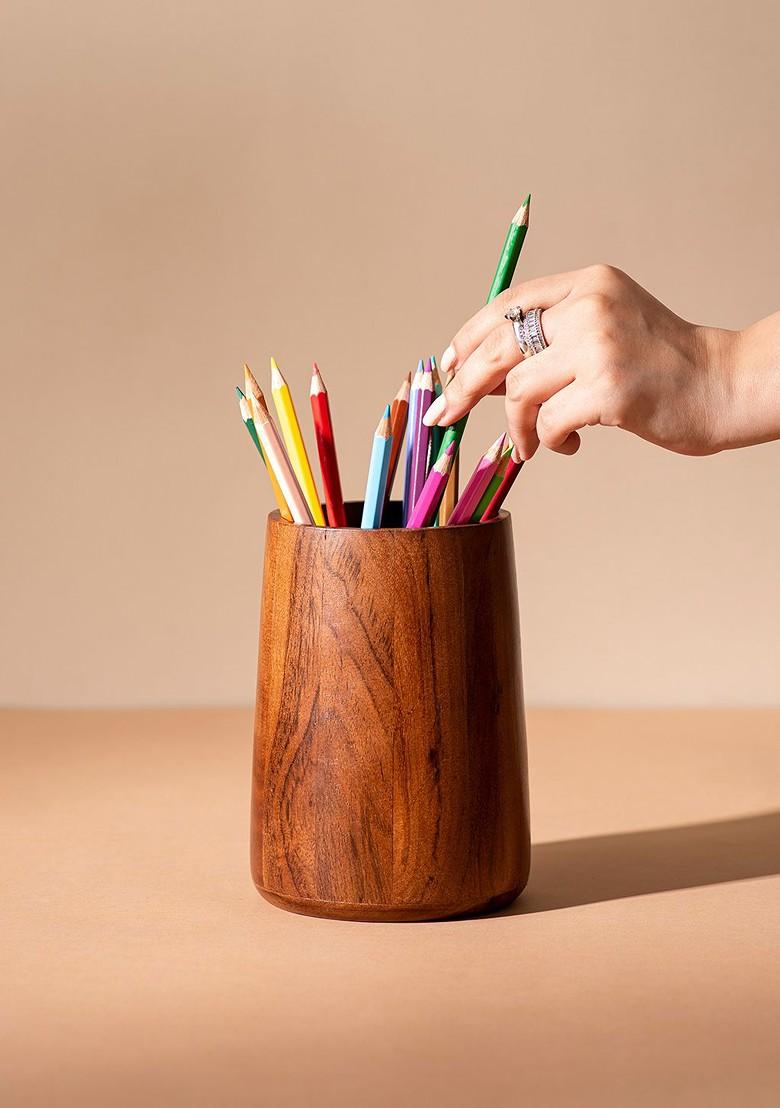 Brown Wooden Cutlery Holder