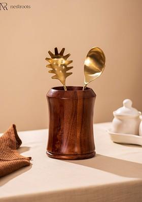 Brown Wooden Cutlery Holder