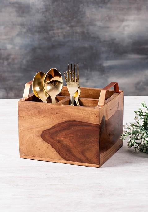 Nestroots Brown Spoon Stand With Iron Handle