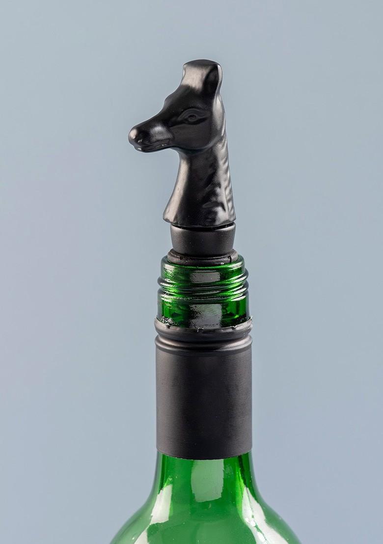 Black Stainless Steel Horse Design Bottle Stopper