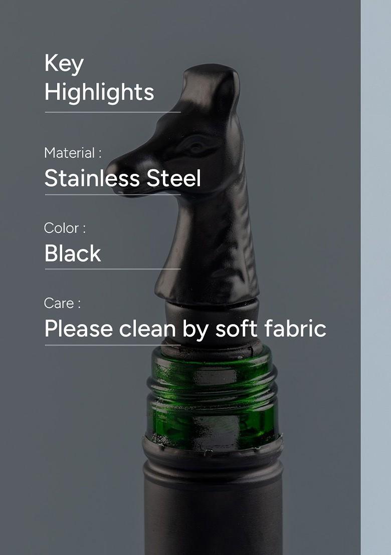 Black Stainless Steel Horse Design Bottle Stopper