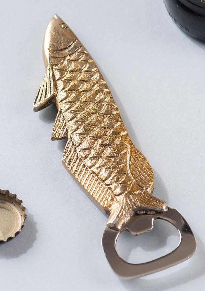 Nestroots Yellow Textured Fish Cocktail Mocktail Bottle Opener