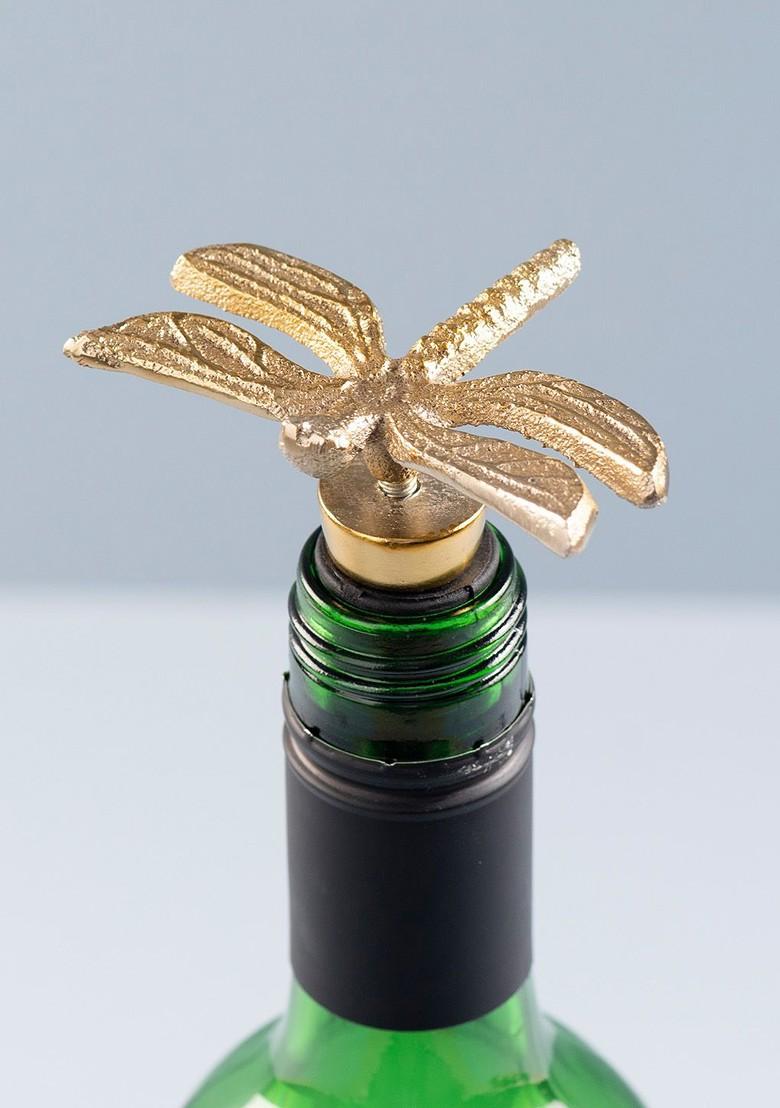 Golden Stainless Steel Dragonfly Design Mocktail Bottle Stopper