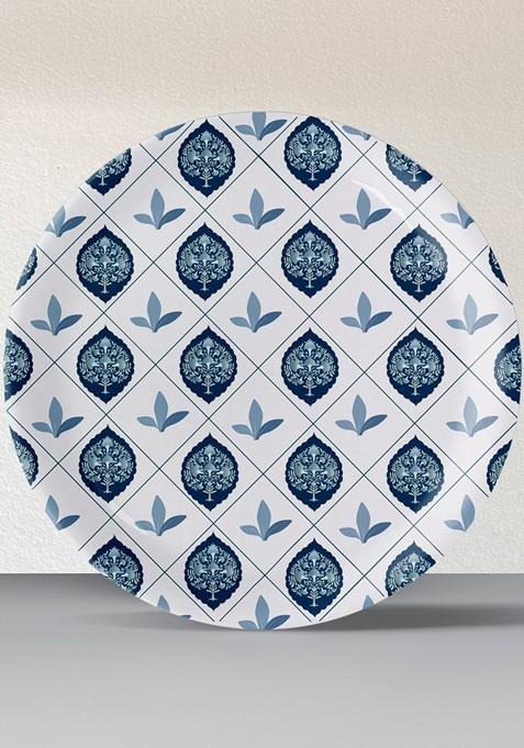 Elegant White And Blue 1 Piece Printed Ceramic Wall Plates