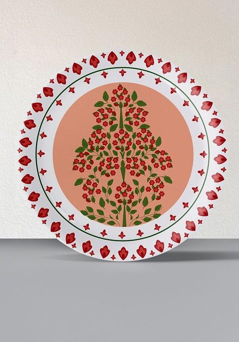 Elegance White And Beige Printed Ceramic Wall Plate